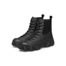 Black Trendy Women's Leather Upper Ankle Boots Fashion Winter Flat Women's Boots