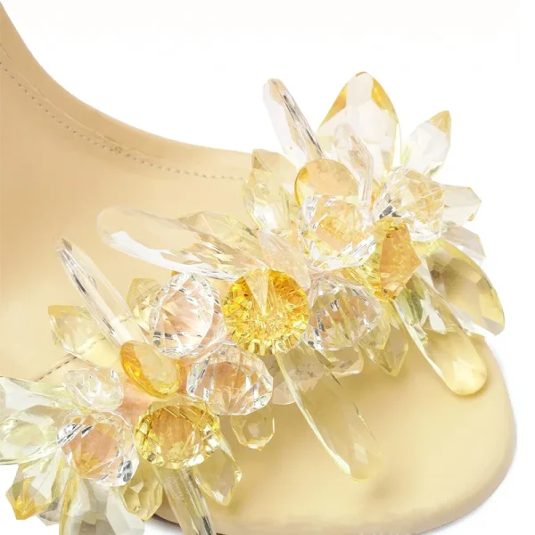 Fashion Style Exquisite Handmade  With Yellow Diamond Lace up High Quality Sexy Women's High Heel Sandals - Image 3