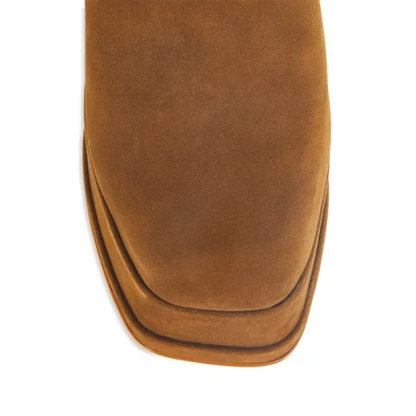 Support New Women's Boots Brown Cow Suede square Root Sexy Winter Warm Women's Mid-well Boots - Image 5
