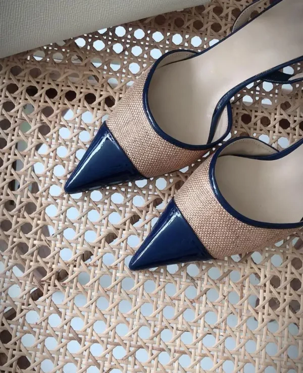 Accept Straw Stiletto Heels Back Single Shoe Slingback Heeled Sandals for Women and Ladies - Image 6