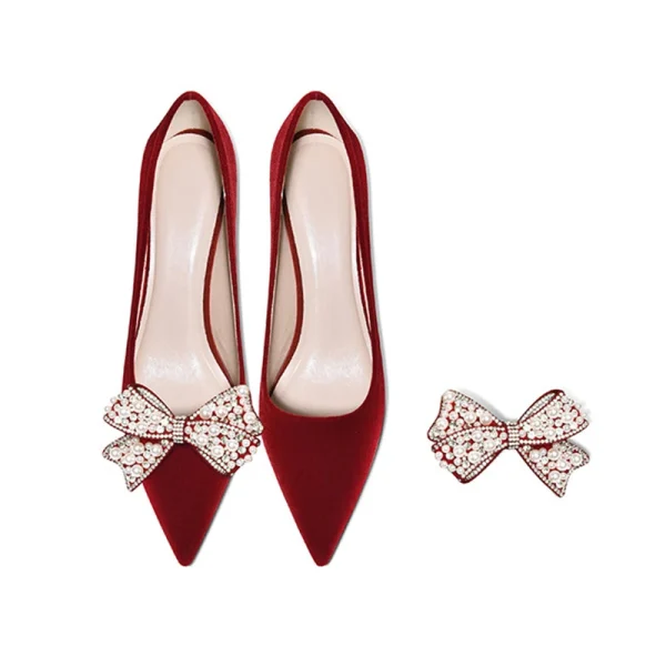 Luxury Atmosphere Wedding Party Ladies High-heeled Dress Shoes Summer Stiletto Red High-heeled Shoes - Image 4