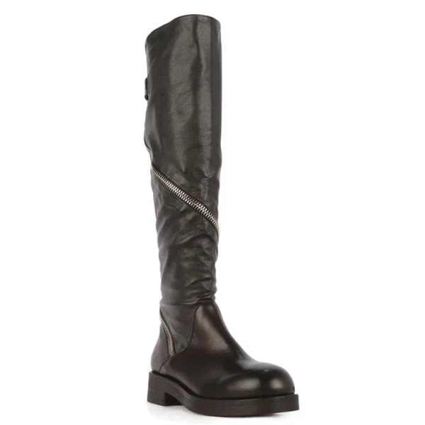 Winter Fashion Flat Designer Women Leather Hunting Boots Thigh High Knee High Boots for Ladies Snow Boots - Image 5