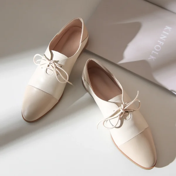 Fashion Lace up TPR Sole Multicolor Genuine Leather Brogues Formal Flat Women's Casual Shoes Oxford Dress Shoes - Image 4