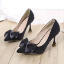 2025 New High Heels for Ladies Fashionable Office Shoes with Pointy Toe, Shallow Opening, Satin Bow High Heels Shoes for Women