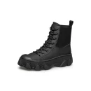 Black Trendy Women's Leather Upper Ankle Boots Fashion Winter Flat Women's Boots