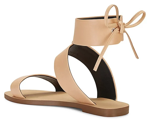 Fashion Summer Beige Leather New Designs Walking Style Shoes Woman Flat Sandals Casual Shoe for Ladies - Image 5