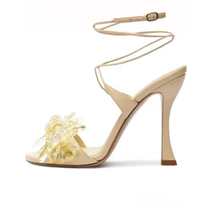 Fashion Style Exquisite Handmade  With Yellow Diamond Lace up High Quality Sexy Women's High Heel Sandals