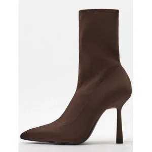 New Fashion Brown Sexy Calf Leather Upper Ladies Stiletto Mid Boots