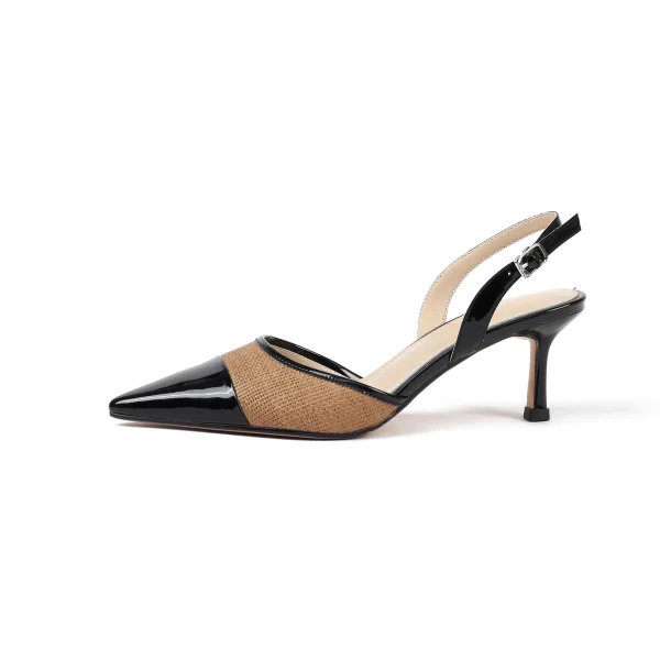 Accept Straw Stiletto Heels Back Single Shoe Slingback Heeled Sandals for Women and Ladies - Image 2
