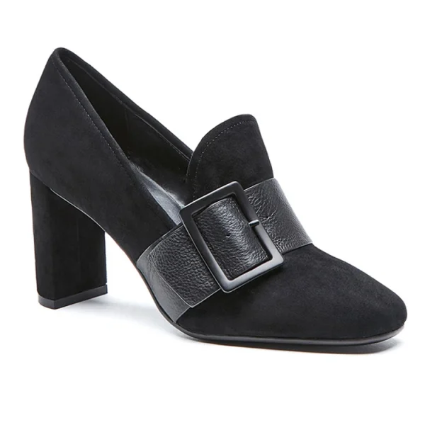 New Design Fashion Leather High Heels Shoes for Women Pumps Ladies Block Heels Loafers Shoes - Image 6