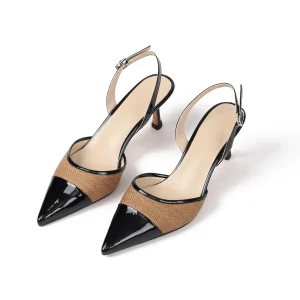 Accept Straw Stiletto Heels Back Single Shoe Slingback Heeled Sandals for Women and Ladies