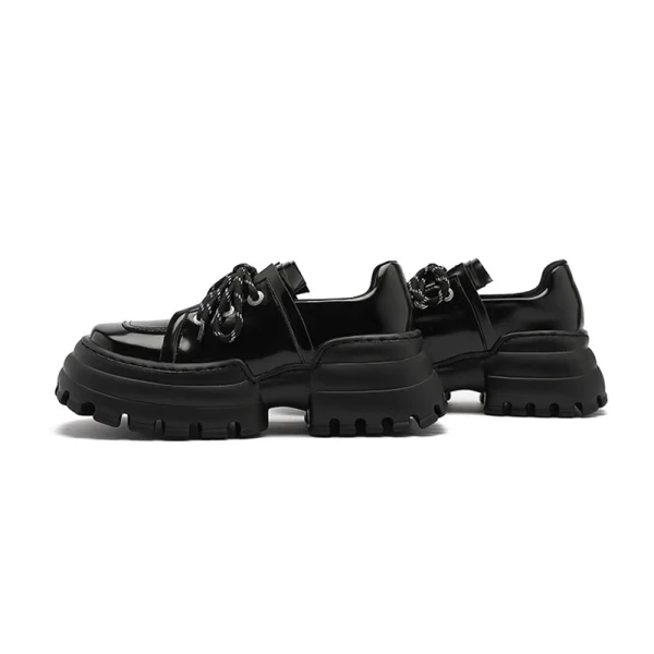 Fashion New Design British Style Platform Women Loafers Casual Shoes Ladies Flats Luxury Black Genuine Leather Dress Shoes - Image 2