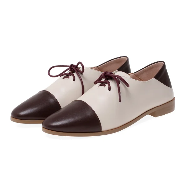 Fashion Lace up TPR Sole Multicolor Genuine Leather Brogues Formal Flat Women's Casual Shoes Oxford Dress Shoes - Image 2