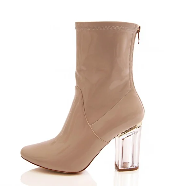 Winter New Style Pu Upper Pointed Toe Transparency Heel Women Ankle Boots Ladies High Heel Boots Shoes - Image 4