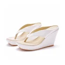 Fashion 2025 Summer Wedge High Heel Sandals for Women Open Toe Shoes White High Quality Flat Ladies Shoe