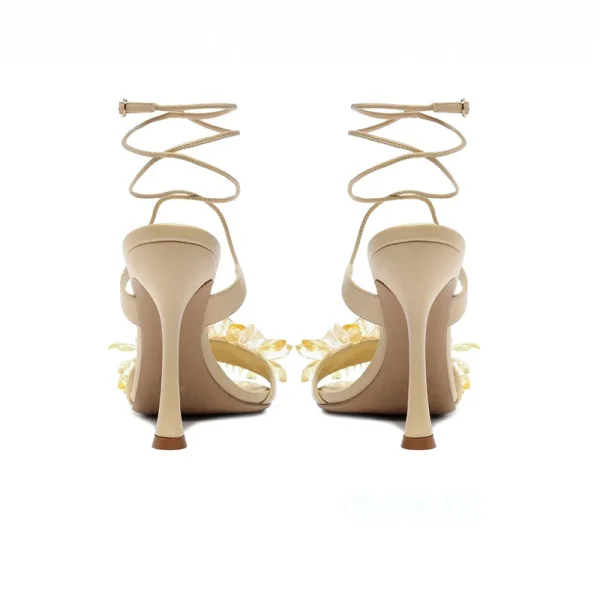 Fashion Style Exquisite Handmade  With Yellow Diamond Lace up High Quality Sexy Women's High Heel Sandals - Image 5