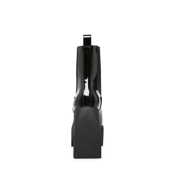 Euramerican Autumn and Winter PU Fashion All-match Black square Heel Ladies Mid-well Boots - Image 4