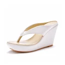Fashion 2025 Summer Wedge High Heel Sandals for Women Open Toe Shoes White High Quality Flat Ladies Shoe
