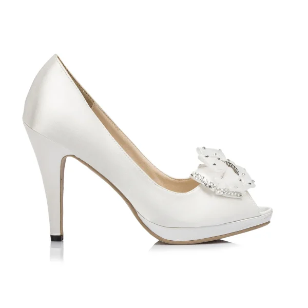 2025 New Style White Satin Upper Open Toe Women Pumps Heeled Sandals for Ladies Leather White Wedding Shoe - Image 6