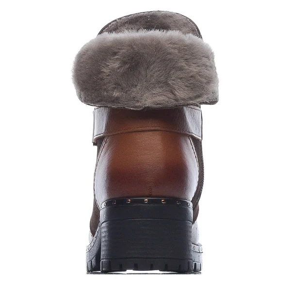 Supply Winter Women's Ankle Boots High Quality Leather Upper Flat Women's Boots - Image 4
