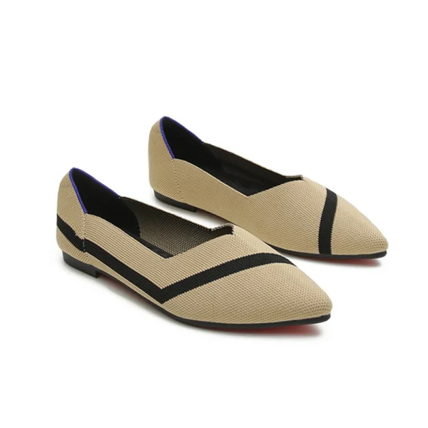 Fashion Casual Breathable Soft Soles Foldable Knit Flat Slip-on Pointed Toe Women Knit Shoes - Image 2