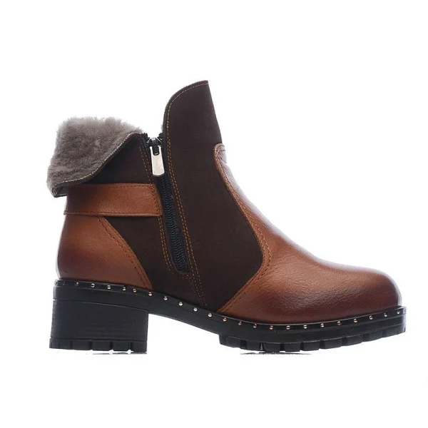 Supply Winter Women's Ankle Boots High Quality Leather Upper Flat Women's Boots - Image 2