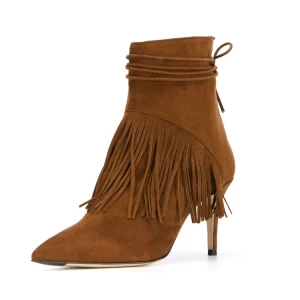 2025 Classic Style Color Zipper Open-close New Fashion Tassels  Decoration High Heel Women Ankle Boots Shoes