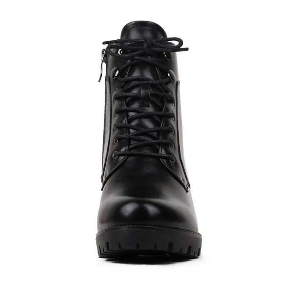 Autumn and Winter Casual PU Thick Heel Warm Retro Ladies Non-slip Wear-resistant Martin Boots - Image 2
