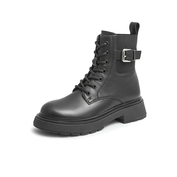 Trend All-match White Flat PU Leather Women's Winter Boots Martin Boots - Image 4