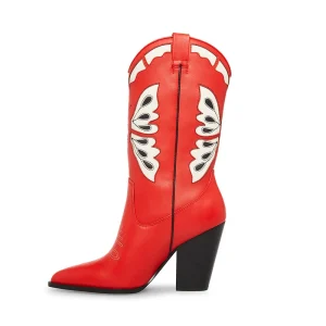 Fashion Winter High Quality Color Calf Hight square Thick Heel Woman Cowboy Boots