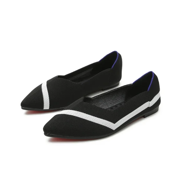 Fashion Casual Breathable Soft Soles Foldable Knit Flat Slip-on Pointed Toe Women Knit Shoes - Image 3