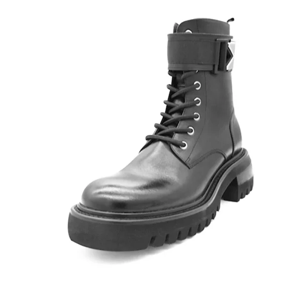 Absolute Strength Trend Modern Style Round Head Flat Bottom PU Leather Martin Boots - Image 2