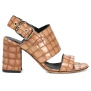 Summer Fashion Leather Chunky Heels Shoes Women 2025 Heeled Sandals Block Heel for Ladies