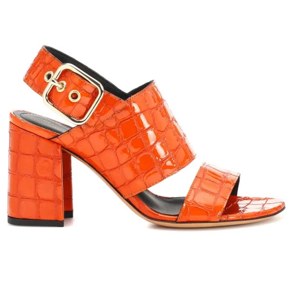 Summer Fashion Leather Chunky Heels Shoes Women 2025 Heeled Sandals Block Heel for Ladies - Image 3